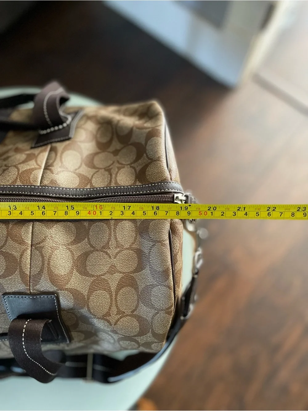 Large Coach Brown Signature Canvas Duffel with Dark Brown Trim